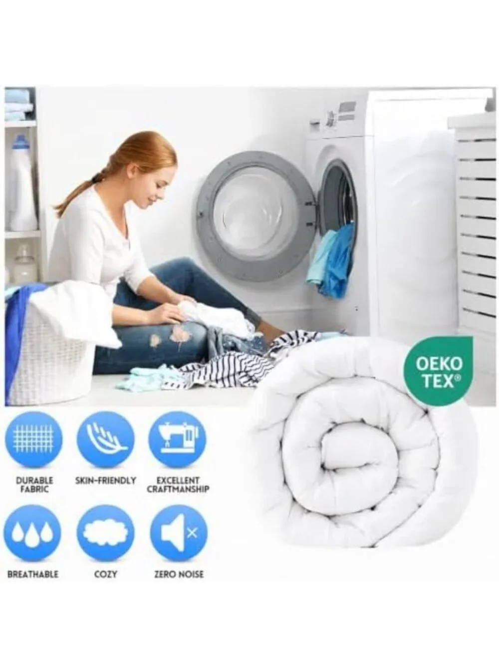 Cozy Queen Size Down Alternative Comforter - Soft, White, 88x88 Inches